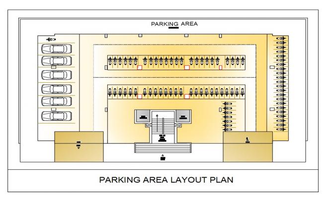 College Parking Layout Plan DWG File