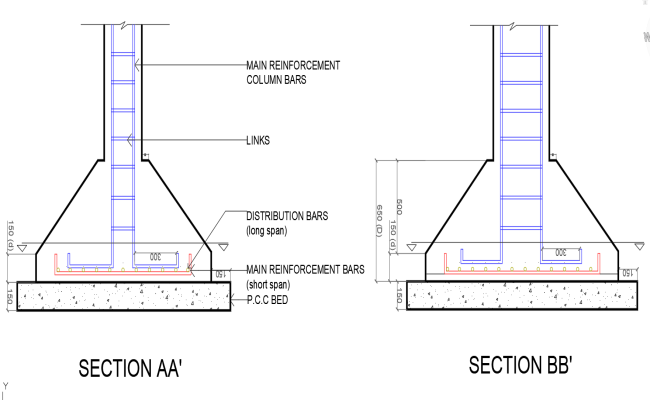 Pillar section of a structural part layout plan in 2dAutocad DWG file.