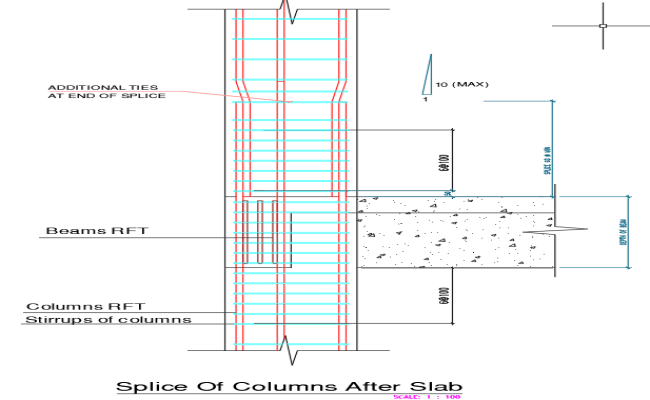 Column Splice Details After Slab CAD Drawing