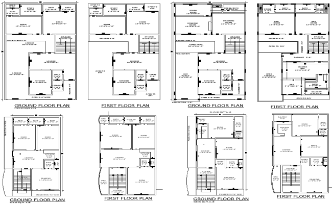 3BHK Residential Plan with Shop or Office in DWG Format