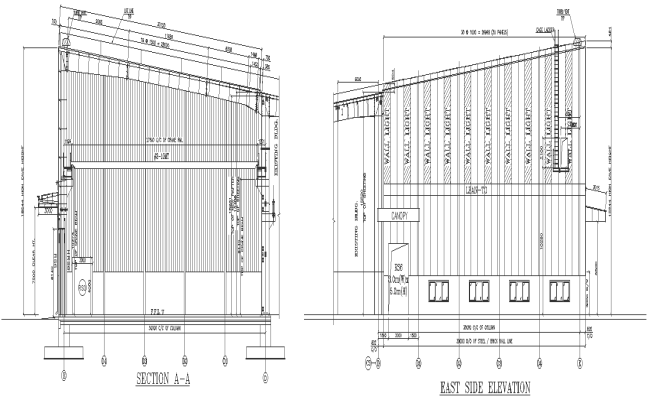 Cross section of the factory design in AutoCAD 2D drawing, CAD file ...