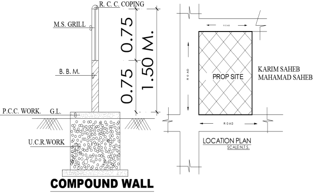 Compound Wall and Location Plan Details AutoCAD DWG File