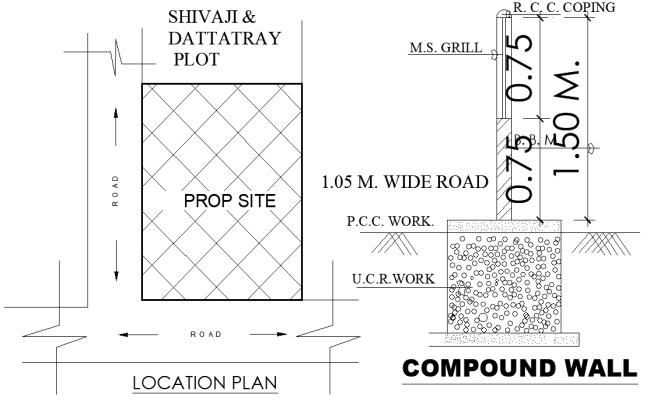Compound Wall and Location Plan Details AutoCAD DWG 