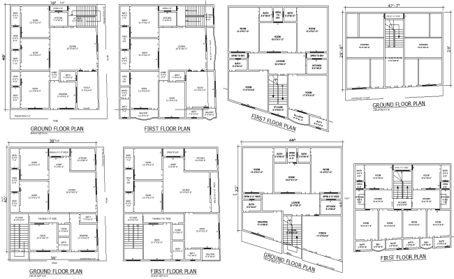 Comprehensive 5 BHK Bungalows Plan AutoCAD DWG Files