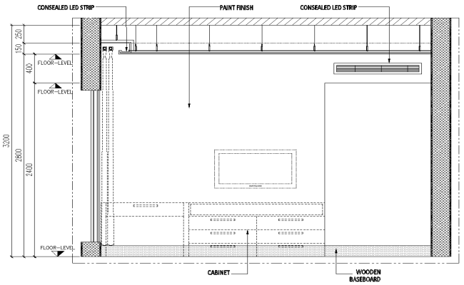 Concealed LED strip CAD details for architects and interior designers