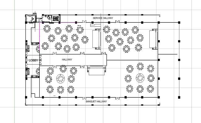 Modern Convention Hall Floor Plan Layout Design in DWG File