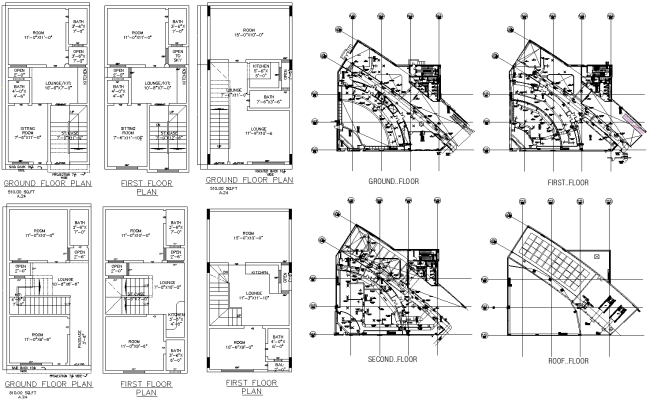 Corporate Office Layout Plan with House Ground And First Floor Details AutoCAD DWG Blocks Download