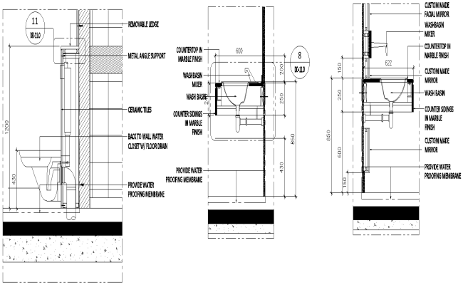 Counter siding in marble finish details dwg autocad drawing .