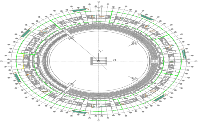 Cricket Stadium Architecture Floor & Working Plan in AutoCAD DWG File
