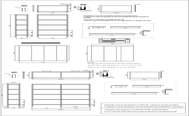 Cupboard Internal Section & Elevation Detail DWG | Cadbull