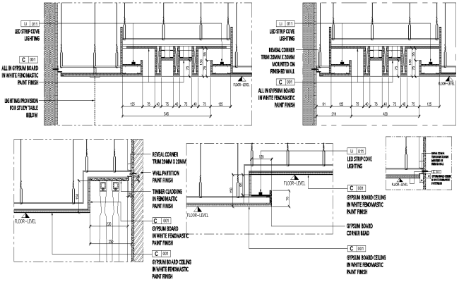 Curtain Cove Ceiling CAD Drawing with Section Details in AutoCAD File