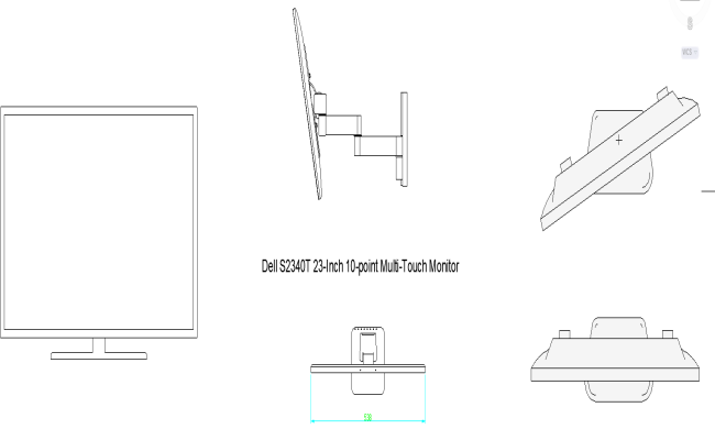 Dell S2340T 23-Inch Monitor AutoCAD Block File in DWG for CAD Use