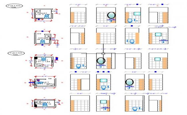Hostel Toilet and Bathroom Section Design plan in AutoCAD Format