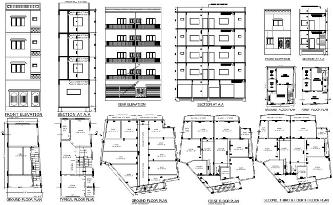 DWG plan of 13'3 floor layout for compact architecture