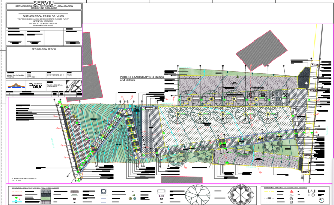 Detail public landscaping and urban design plan in DWG File