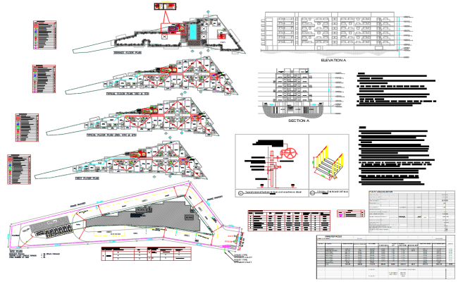 Apartment Building Plan with site Layout views in CAD File