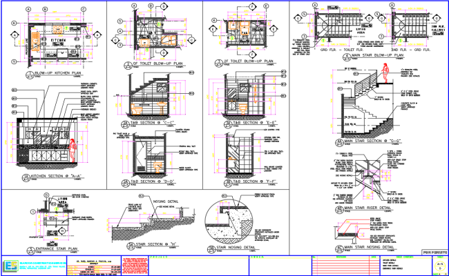 Residential Design Section and Blow-Up Plans in DWG File