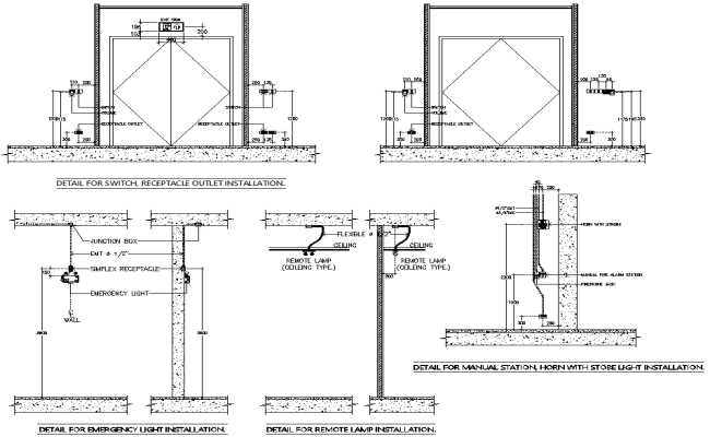 Emergency Light Installation Details AutoCAD DWG File Download