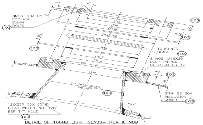 Detail of 100NB Light Glass N8A N8B detail DWG AutoCAD file