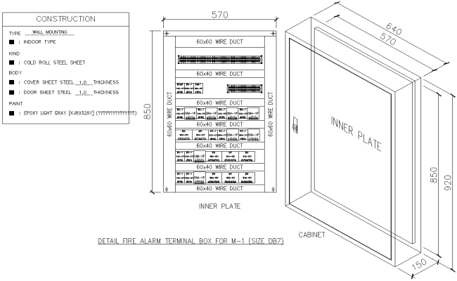 Detail of Fire Alarm Panel Box DWG AutoCAD file