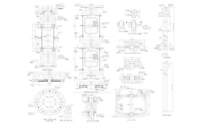 Detail of Paddle Turbine detail of Anchor and Detail of Lantern DWG AutoCAD file