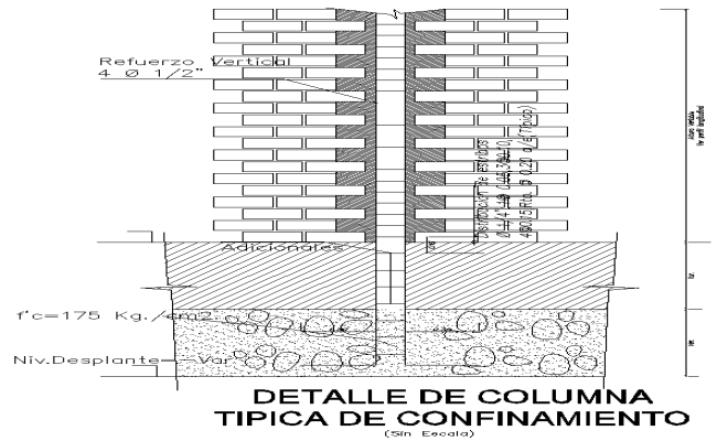 Typical Confinement Column Section Detail DWG File Design