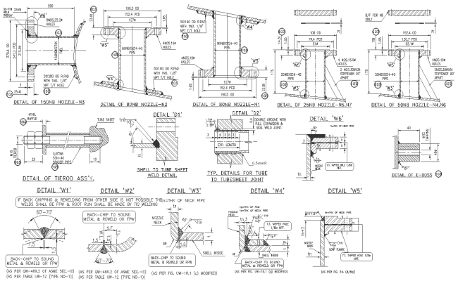 Detail section of Nozzle with joint detail DWG AutoCAD file