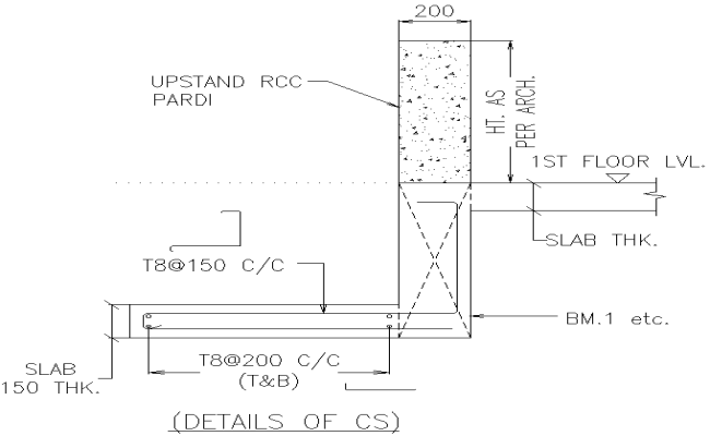 Details of column section with first floor level details dwg autocad drawing .