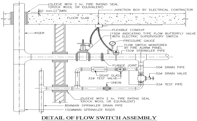 Details of flow switch assembly design dwg autocad drawing .