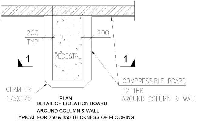 Isolation Board Details Around Column and Wall DWG File
