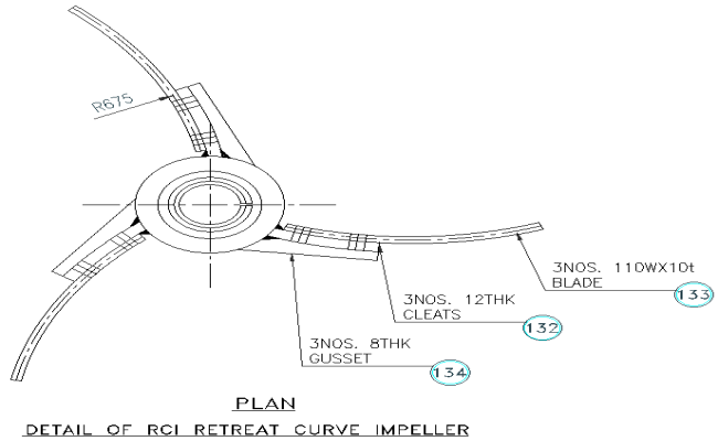Details of rcl retreat curve impeller design dwg autocad drawing .