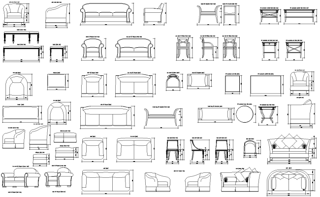 Diifeternt types of Sofa CAD library DWG AutoCAD file