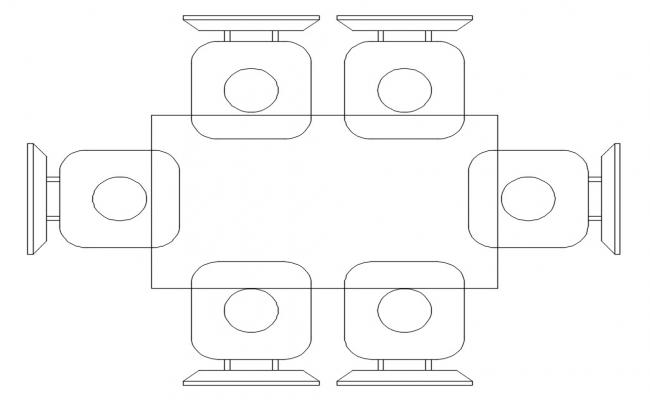 Dining Table CAD Block Design in 2D DWG File Format