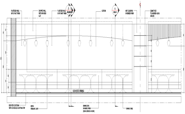 Dinning elevation detail of hotel and bar DWG AutoCAD drawing