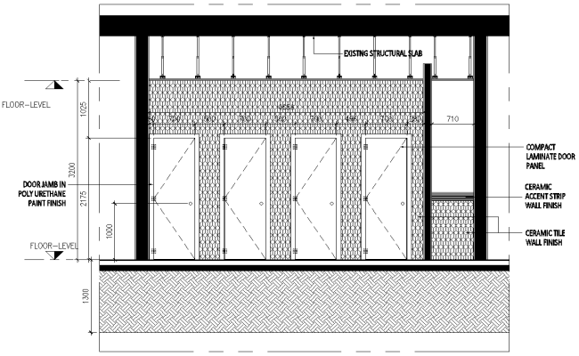 Door jamb in polyurethane paint finish details dwg autocad drawing .