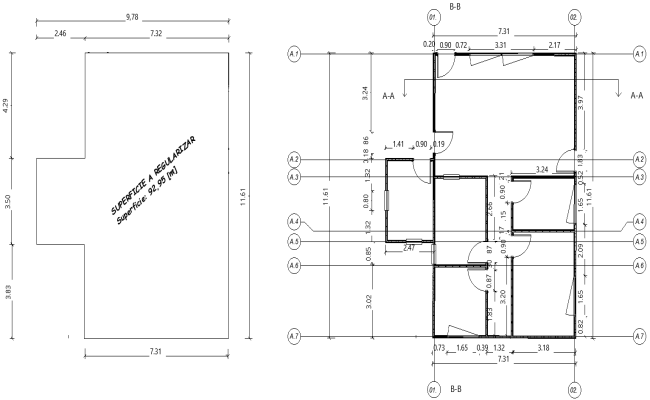 DWG drawing with house door and window layout plan
