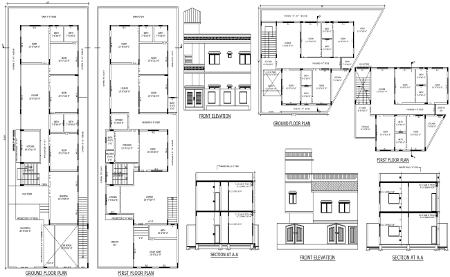 Double Story Apartment Floor Layout in DWG Drawing