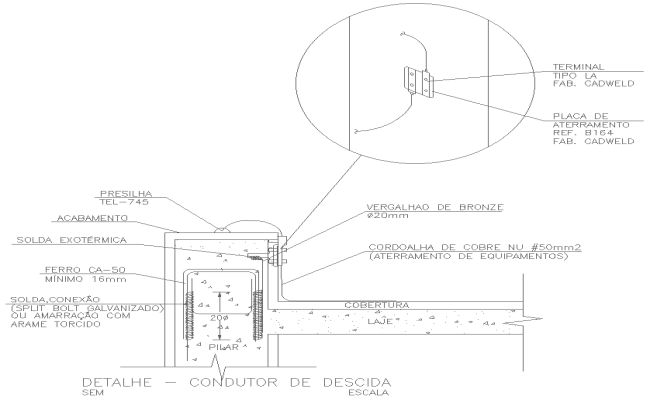Down Conductor Section Detail Layout for Projects DWG File 