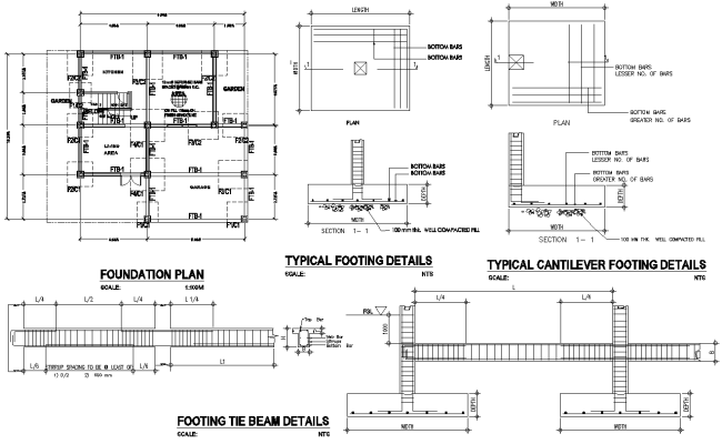 Drainage Foundation and Footing Detail Section DWG AutoCAD file