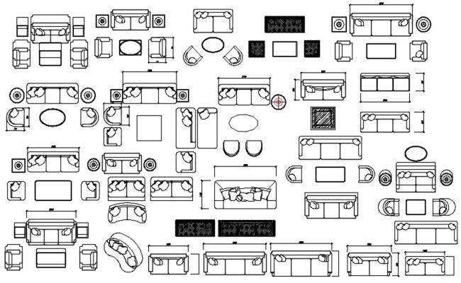 2D drawing of drawing room furniture in AutoCAD design, dwg file, CAD file