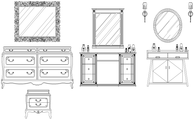 Dressing Table Design AutoCAD DWG Download 