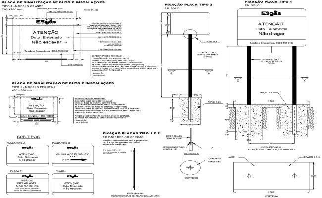 Duct and Emergency Signaling Plate Installation Details AutoCAD DWG