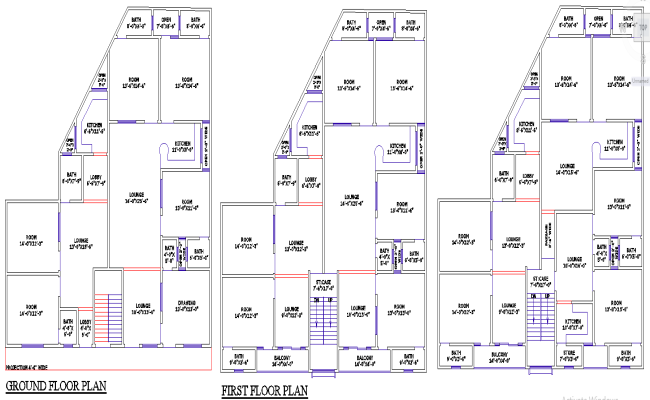 Spacious Two-Story Duplex House Plan in AutoCAD DWG File