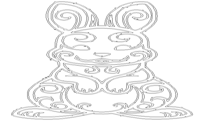 Easter bunny line art icon design DWG AutoCAD drawing
