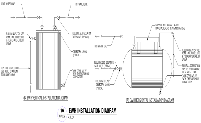 Electric Water Heater Installation Diagram  Detail DWG AutoCAD File
