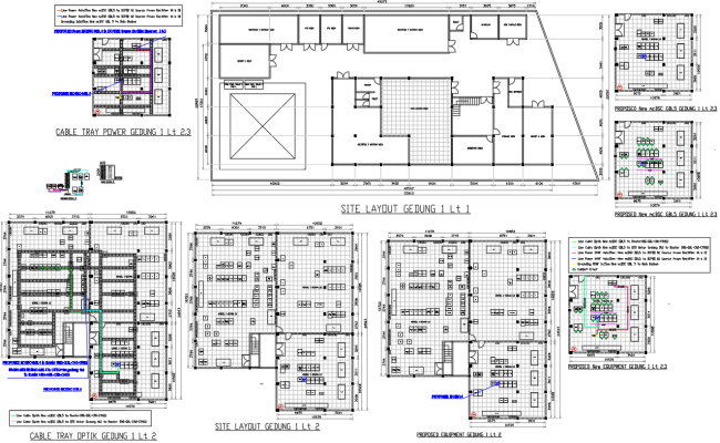 Electrical Cable Tray and Site Planning Layout in DWG File