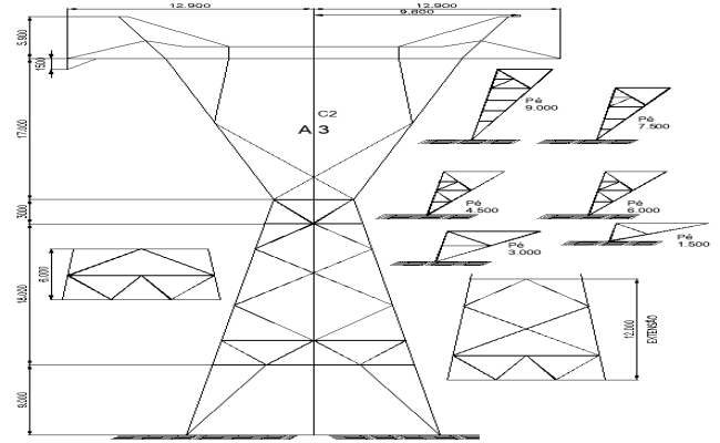 Electrical Transmission Tower Design in AutoCAD DWG file