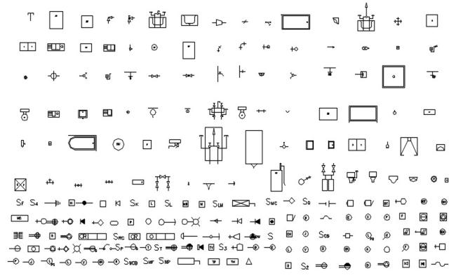 Electrical drawing symbols cad blocks in AutoCAD, dwg file.