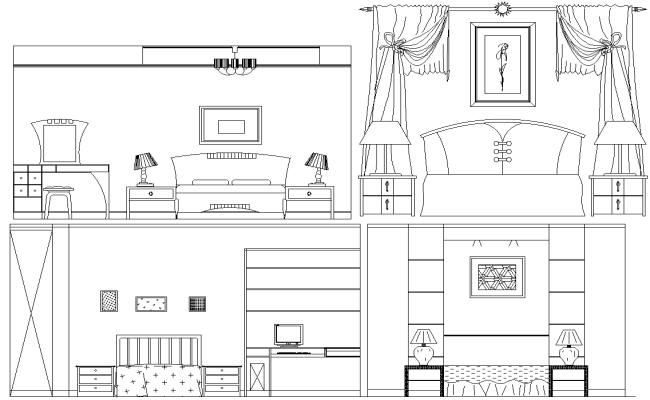 Elegant Bedroom Design Layouts Architectural Drawings AutoCAD DWG 