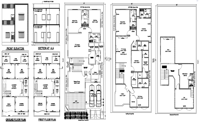 DWG layout of two contemporary homes in one design